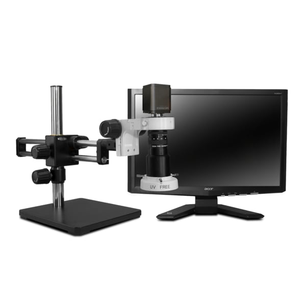 4K Inspection System With Compact LED Light On Dual Arm Boom Stand